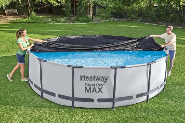 Тент для бассейнов каркасных и с надувным бортом Fast Set 366см (D370см), Bestway 58037 BW