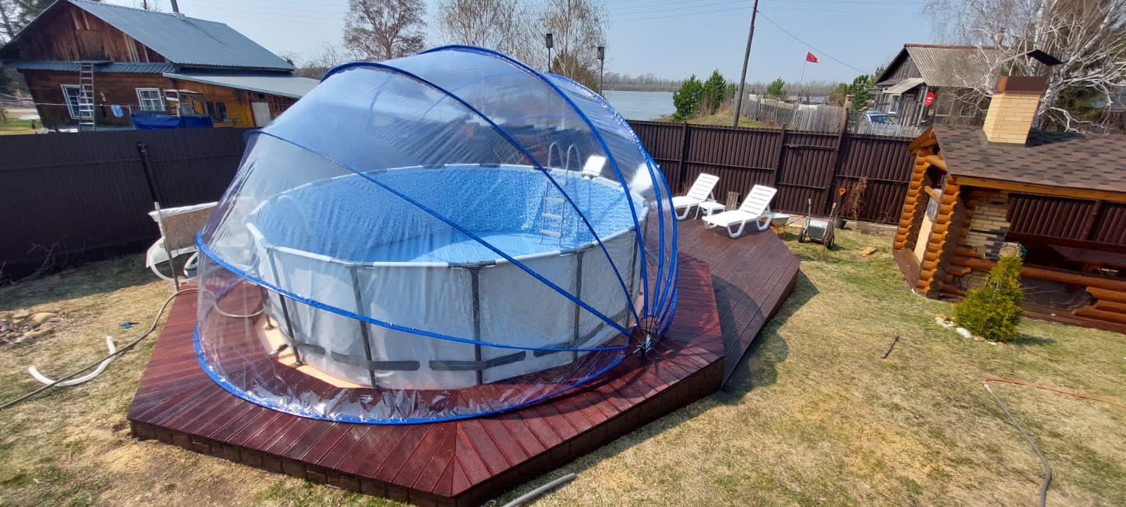 Круглый купольный тент павильон Pool Tent 3,6м. для бассейнов и СПА, Pool Tent PT360