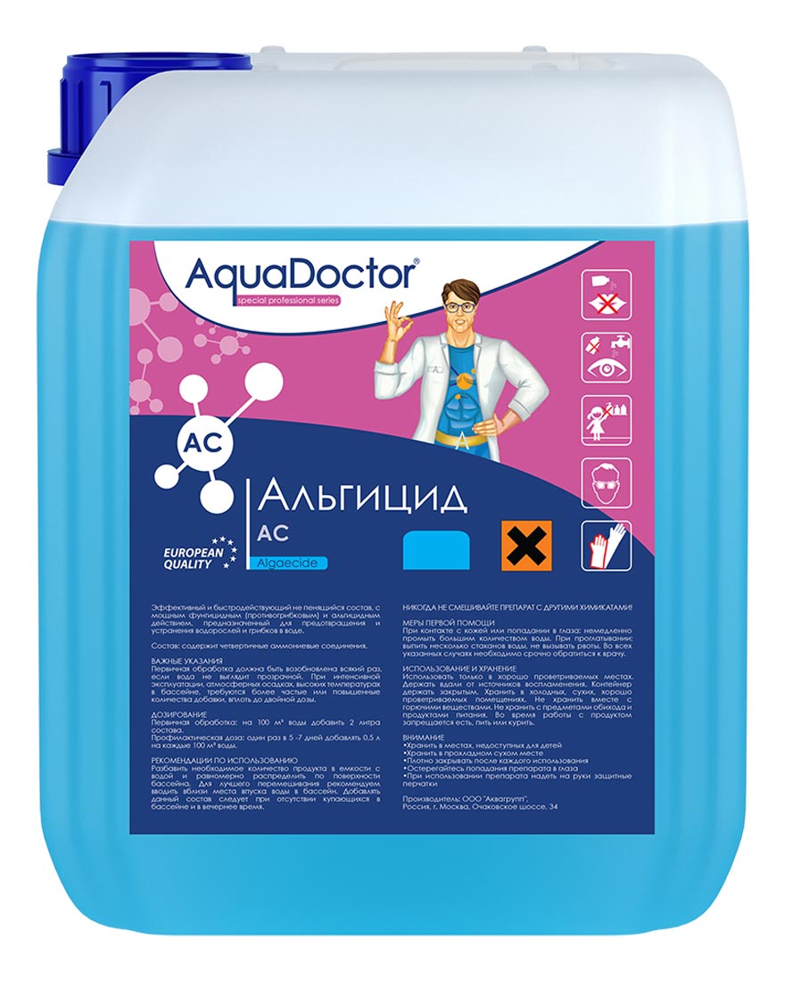 АЛЬГИЦИД НЕПЕНЯЩИЙСЯ, 5л канистра, жидкость для борьбы с водорослями (AC-5), AquaDoctor AQ1554