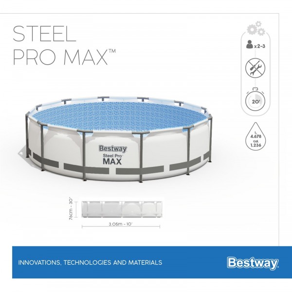 Каркасный бассейн Steel Pro Max 305х76см, 4678л, Bestway 56406 BW