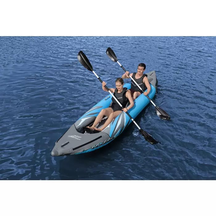 Надувная байдарка "Surge Elite X2 Kayak" 382x94х42см, алюм.весла 230см 2шт, насос 62086, до 180кг, Bestway 65144 BW