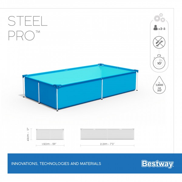 Каркасный бассейн Steel Pro 221х150х43см, 1200л, Bestway 56401 BW