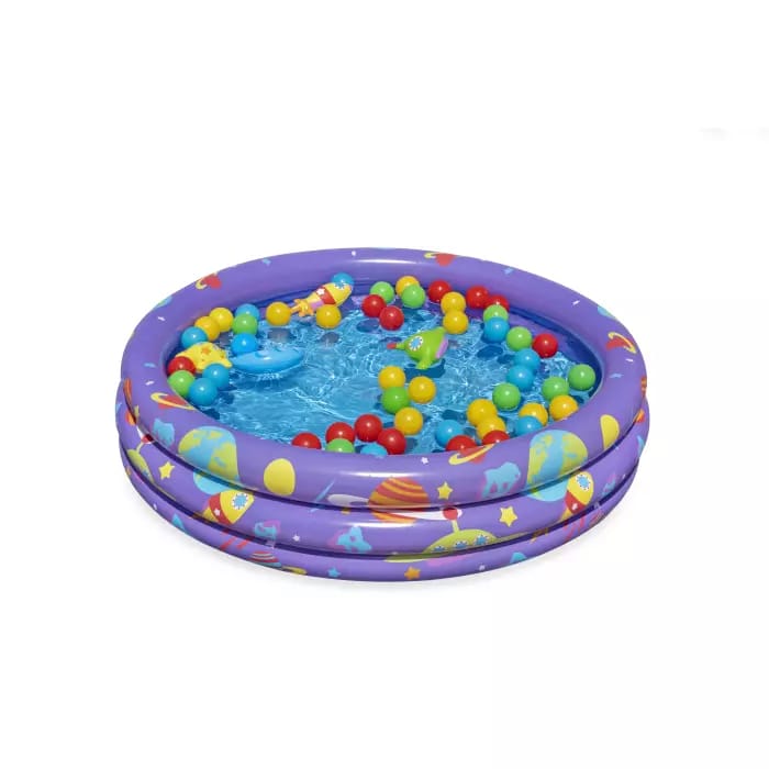 Детский надувной бассейн 102х25см "Галактика" с мячами и игрушками, 101л, от 2 лет, Bestway 52466 BW