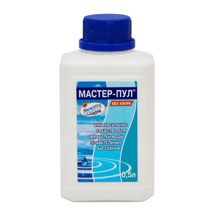 МАСТЕР-ПУЛ, 0,5л бутылка, жидкое безхлорное средство 4 в 1 для обеззараживания и очистки воды, Маркопул Кемиклс М19
