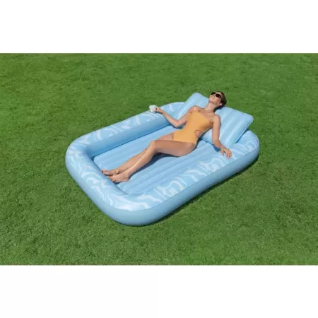 Надувной шезлонг 214х155см "Sun-Kissed Tanning Lounge" с подушкой, подстаканник, до 100 кг, Bestway 43838 BW