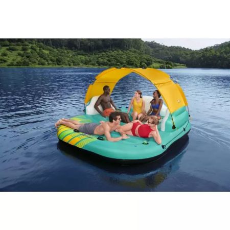 Надувной матрас-остров 300х275см "Sunny Lounge" с навесом, ручками и подстаканниками, до 450кг, Bestway 43407 BW