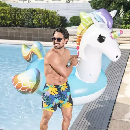 Надувной матрас-плот для плавания 224х164см "Единорог" с ручками, до 90кг, Bestway 41113 BW