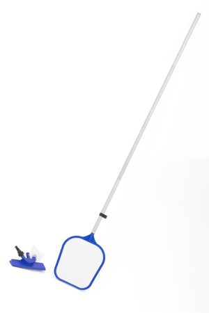 Набор для чистки бассейна (сачок, щетка, дозатор, термометр, тест-полоски, рем. набор, ручка 172см), Bestway 58195 BW