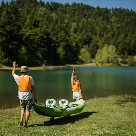 Надувной каяк "Betta-412" 412x80см двухместный, насос, весла, сиденья, киль, сумка, до 180кг, Aqua Marina BE-412