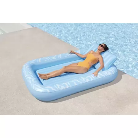 Надувной шезлонг 214х155см "Sun-Kissed Tanning Lounge" с подушкой, подстаканник, до 100 кг, Bestway 43838 BW