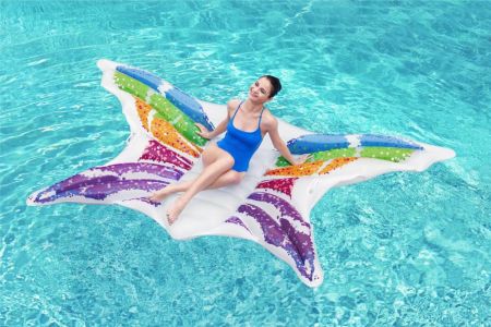 Надувной матрас-плот для плавания 294х193см "Радуга" с ручками, до 90кг, Bestway 43261 BW