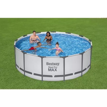Каркасный бассейн Steel Pro Max 396х122см, 12690л, фил.-насос 3028л/ч, лестница, тент, Bestway 5618W BW
