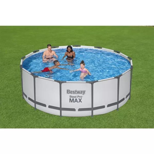 Каркасный бассейн Steel Pro Max 396х122см, 12690л, фил.-насос 3028л/ч, лестница, тент, Bestway 5618W BW