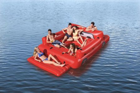 Надувной матрас-остров для плавания 381x262см "Красный грузовик" с ручками и подст., до 540кг, Bestway 43304 BW