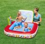 Игровой бассейн 132х132х81см "Школа" с разбрызгивателем и фломастерами, 121л, Bestway 52184 BW