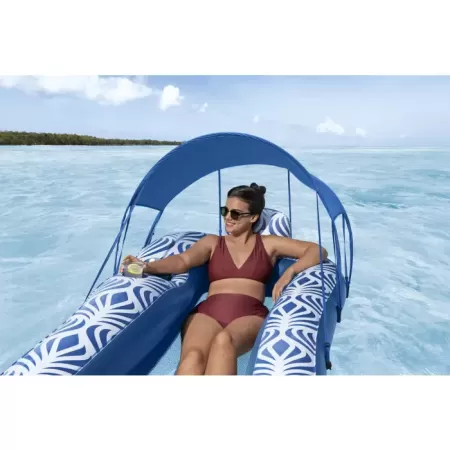 Надувной матрас для плавания 198x112см с навесом, сеткой, отсеком для хранения и подстаканником, Bestway 43732 BW
