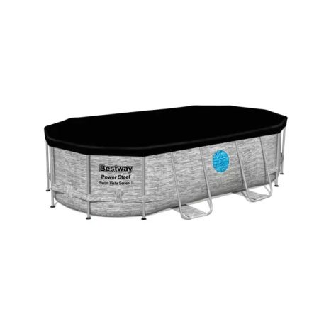 Каркасный бассейн Power Steel 427х250х100см, "Камень", 7250л, фил.-нас. 2006л/ч, лестн, тент, Bestway 56714 BW