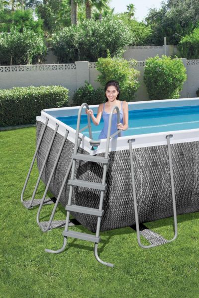 Каркасный бассейн Power Steel 412х201х122см, 8124л, фил.-насос 2006л/ч, лестница, Bestway 56722 BW