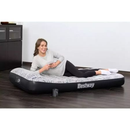 Надувной матрас 99х188х30см "Fashion Flock" с подголовником, встр.насос 220В, до 150кг, Bestway 67834 BW