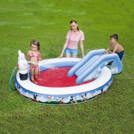 Игровой бассейн 231х165х79см "Микки Маус" с разбрызгивателем и горкой, 219л, Bestway 91014 BW