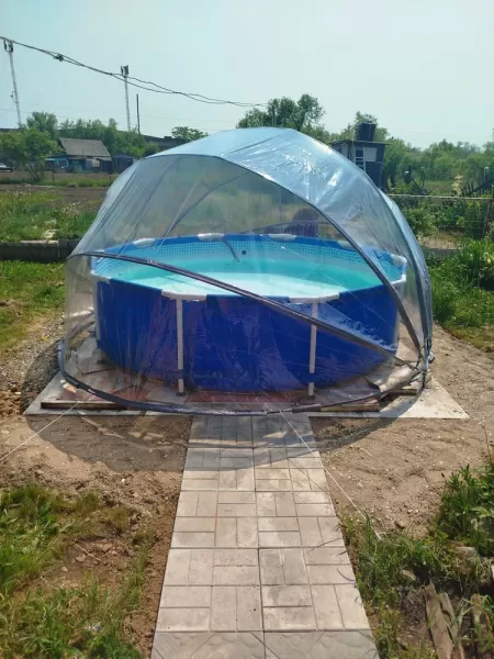 Круглый купольный тент павильон Pool Tent 3,6м. для бассейнов и СПА, серый, Pool Tent PT360-G