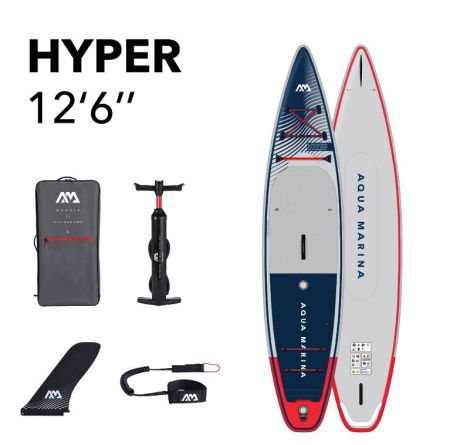 SUP-доска "Hyper 12'6" Navy" 381х81х15см, насос, лиш, киль, ремнабор, сумка, до 170кг, Aqua Marina BT-23HY02