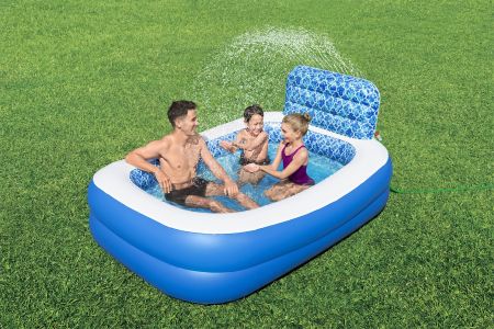 Детский надувной бассейн 229x152x96см "Waterfall Oasis", с разбрызгивателем, 702 л, от 6 лет, Bestway 54451 BW