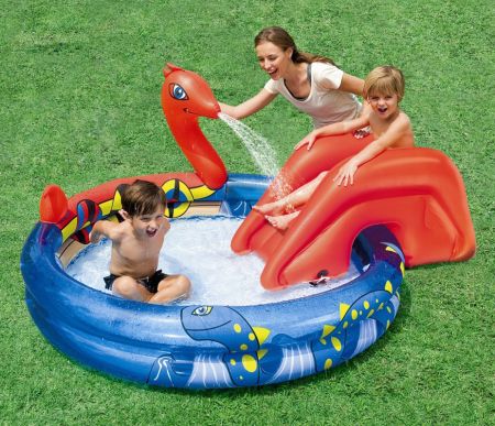 Игровой бассейн 203х165х73см "Викинги" с разбрызгивателем и горкой, 243л, Bestway 53033 BW