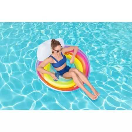 Надувной круг 107см "Радуга" со спинкой, Bestway 43647 BW