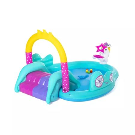 Игровой центр 274х198х137см "Волшебный единорог" с разбрыз., горкой и игрушками, 220л, от 2 лет, Bestway 53097 BW