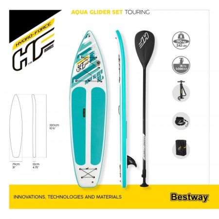 SUP-доска "Aqua Glider" 320x79x12см, насос, весло, лиш, ремнабор, сумка, до 110кг, Bestway 65347 BW