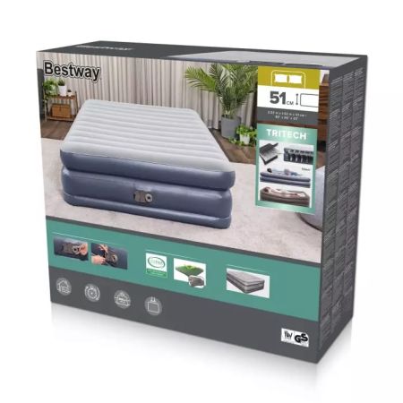 Надувная кровать 152х203х51см "QuadComfort" встр.нас. 220В, Bestway 67925 BW