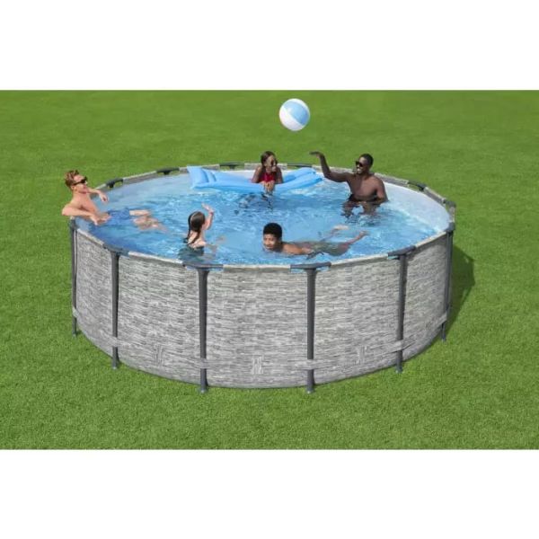 Каркасный бассейн Steel Pro MAX 427х122см, 15232л, фил.-насос 3028л/ч, лестница, тент, Bestway 5619D BW