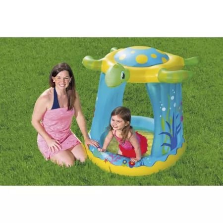 Детский надувной бассейн 109х96х104см "Черепашка" с навесом и надувным дном, 26л, от 2 лет, Bestway 52219 BW