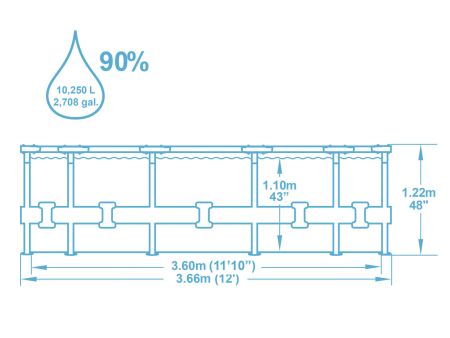 Каркасный бассейн 366х122см, 10250л, фил.-насос 2006л/ч, лестница, Bestway 5614S BW