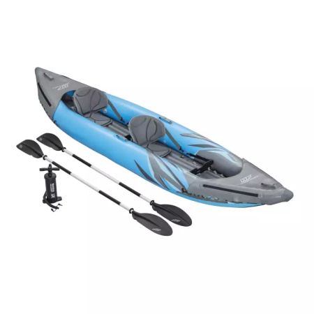 Надувная байдарка "Surge Elite X2 Kayak" 382x94х42см, алюм.весла 230см 2шт, насос 62086, до 180кг, Bestway 65144 BW
