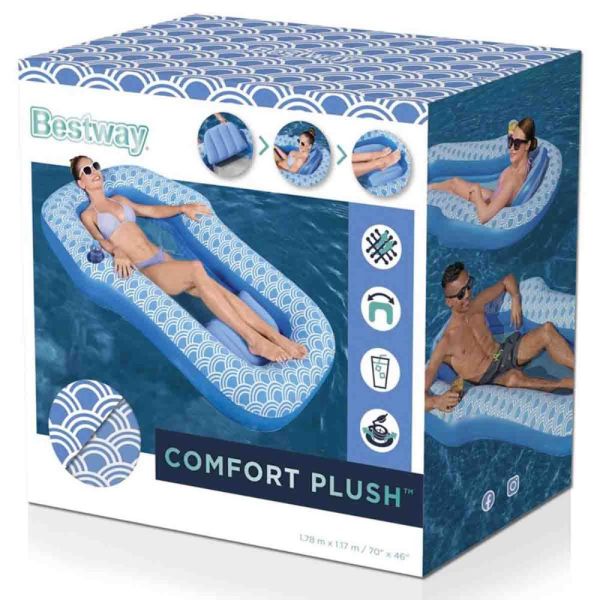 Надувной матрас-шезлонг для плавания 178х117см с сеткой, до 90кг, Bestway 43554 BW