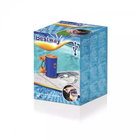 Насос электрический 3.7В на аккумуляторах, с зарядкой от USB, 3 насадки в комплекте, Bestway 62101 BW