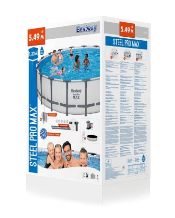 Каркасный бассейн Steel Pro Max 549x132 см, 26000 л, фил.-нас. 5678 л\ч, лестн, тент, Bestway 561FJ BW