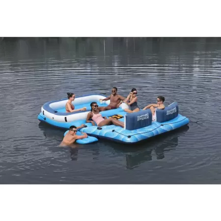 Надувной матрас-остров 389х274см "Tropical Breeze" с навесом, холодил., ручками и подст., до 540кг, Bestway 43105 BW