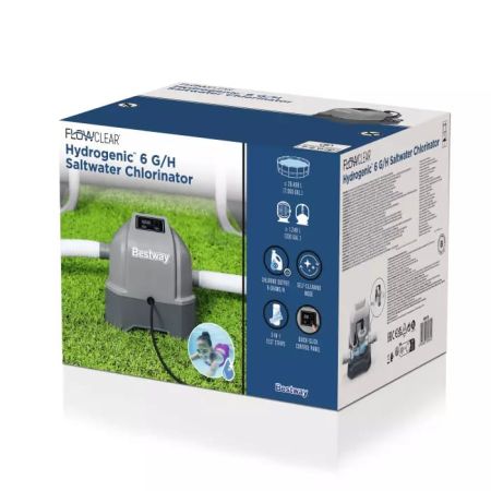 Хлоргенератор для бассейнов до 26498л, мин. поток 1249л/ч, хлор 6 г/ч, Bestway 58678 BW