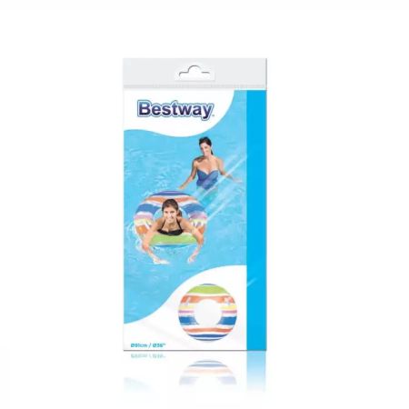 Надувной круг 91см "Полоски" с ручками, Bestway 36010 BW