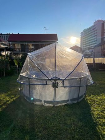 Круглый купольный тент Pool Tent на бассейн диаметром 457см, серый, Pool Tent PT457-G