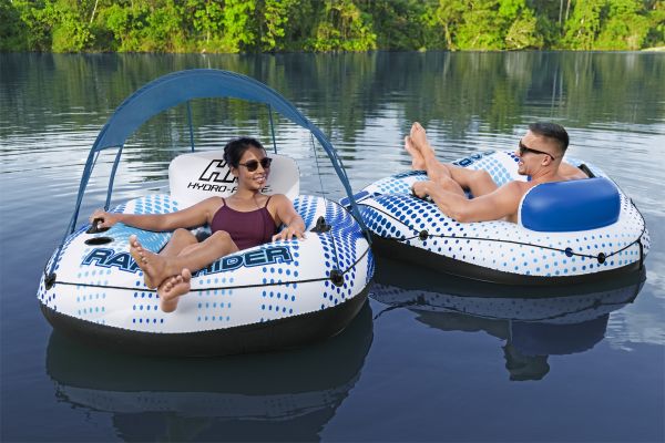 Надувной круг-кресло 137x137см "Rapid Rider" с ручками и подстаканником, навес, до 100 кг, Bestway 43725 BW