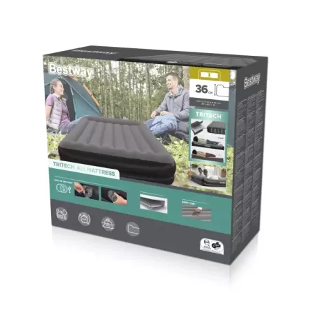 Надувная кровать 203х152х36см с подголовником, встр.насос USB 5В, до 300кг, Bestway 671BU BW