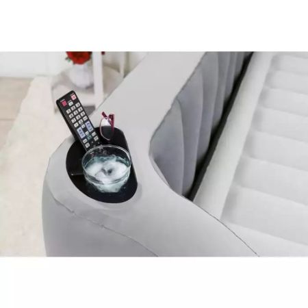 Надувная кровать 196х233х80см со спинкой, подстаканником и подсветкой, встр.насос 220В, до 300кг, Bestway 67620 BW