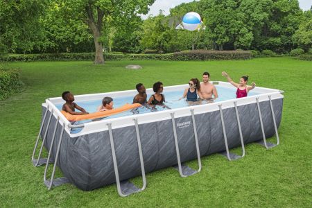 Каркасный бассейн Power Steel 549х274х122см, 14812л, фил.-насос 5678л/ч, лестница, тент, Bestway 56998 BW