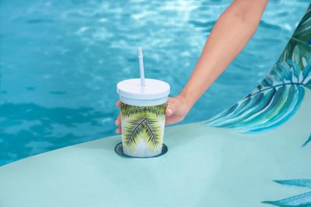 Надувной матрас-шезлонг для плавания 176х107см с тканевым чехлом и подстаканником, до 90кг, Bestway 43402 BW