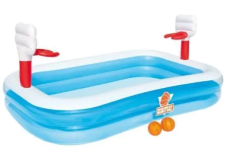 Детский надувной бассейн 251x168x102см "Баскетбол" с кольцами и мячом, 636 л, от 3 лет