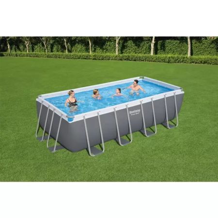 Каркасный бассейн Power Steel 488х244х122см, 11532л, песч.фил.-нас. 3028л/ч, лестн., тент, Bestway 56671 BW